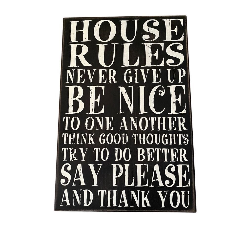 House Rules Hanging Wall Art Home Decor Plaques Sign Photo Decoration